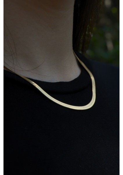 Italyan Ezme Model Unisex Çelik Zincir Kolye 4 mm