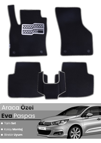Citroen C4 (2011-2018) Uyumlu Eva Paspas Tam Set–araca Özel,su Geçirmez,hızlı ve Kolay Montaj