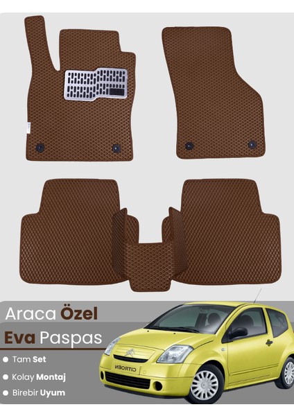 Citroen C2 (2002-2009) Uyumlu Eva Paspas Tam Set–araca Özel,su Geçirmez,hızlı ve Kolay Montaj