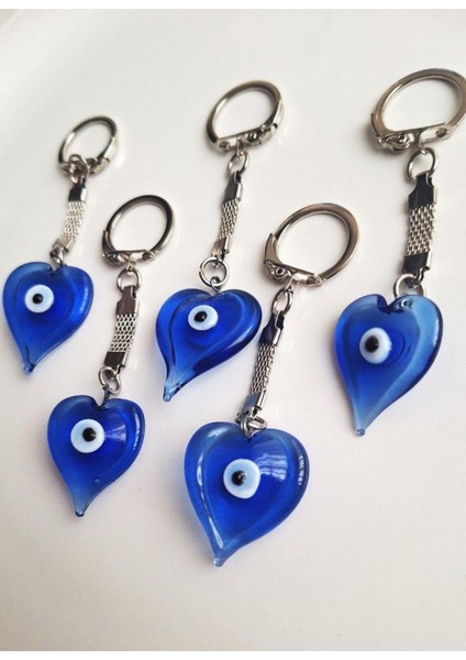 Hediyelik 5'li Nazar Boncuklu Kalp Anahtarlık 9,5 cm fiyatları