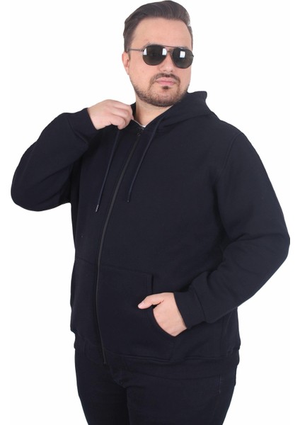 Büyük Beden Unisex Kapüşonlu 3ip Sweat 11701 Lacıvert fiyatları