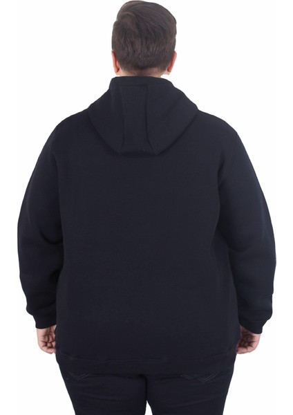 Büyük Beden Unisex Kapüşonlu 3ip Sweat 11701 Lacıvert modelleri