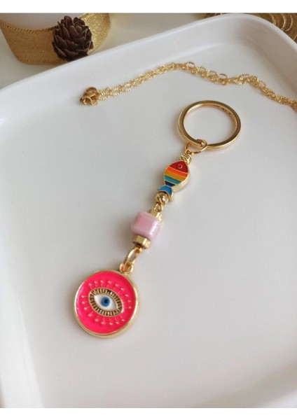 Fuşya Nazar Boncuklu Hediyelik Anahtarlık (10,5 Cm) fiyatları