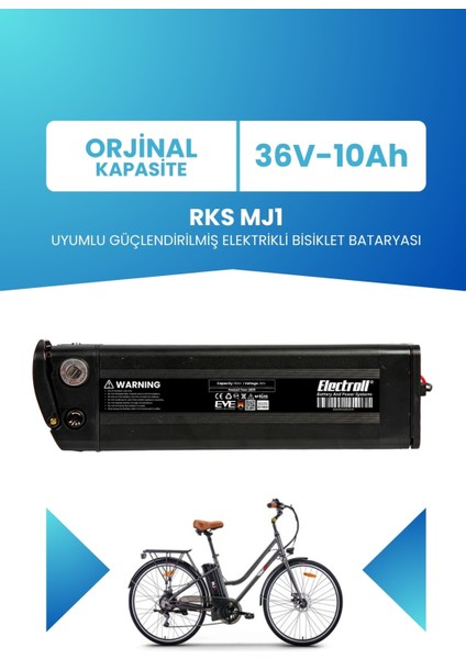 Rks Mj1 Uyumlu 36V 10AH Güçlendirilmiş Elektrikli Bisiklet Bataryası