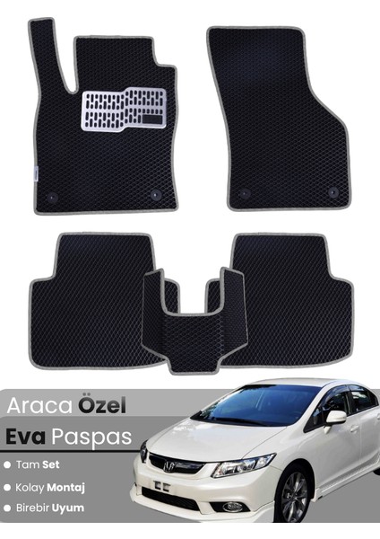 Honda Civic Fb7 Sedan (2012-2015) Uyumlu Eva Paspas Tam Set–araca Özel Tasarım,su Geçirmez