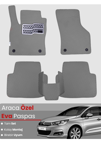 Citroen C4 (2011-2018) Uyumlu Eva Paspas Tam Set–araca Özel,su Geçirmez,hızlı ve Kolay Montaj