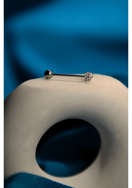 Tek Ucu Zirkon Taş Toplu Meme ve Dil Piercing