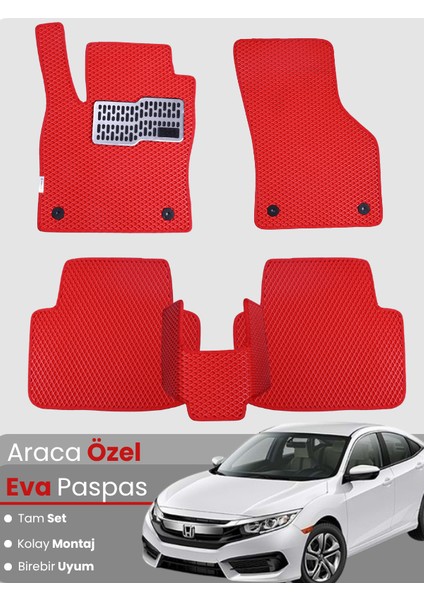 Honda Civic Fc5 (2016-2021) Uyumlu Eva Paspas Tam Set–araca Özel,su Geçirmez,kolay Montaj