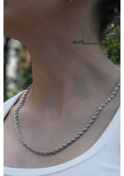 Burgu Model Unisex Çelik Zincir Kolye 4mm modelleri