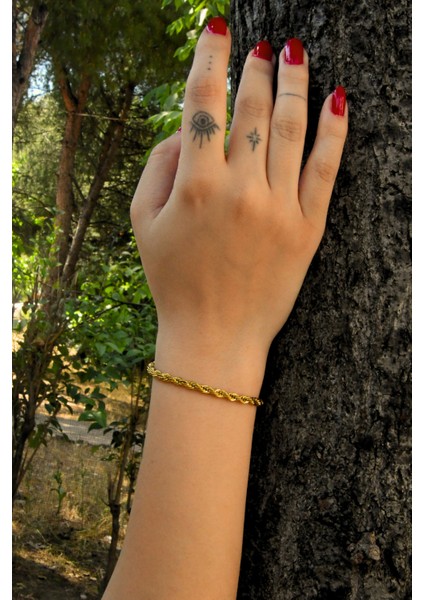 Burgu Model Unisex Çelik Zincir Bileklik 4 mm