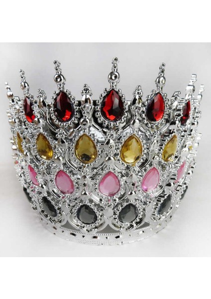 Taç Plastik Gümüş Pasta Süsü Taşlı Pembe Pk:1 fiyatları