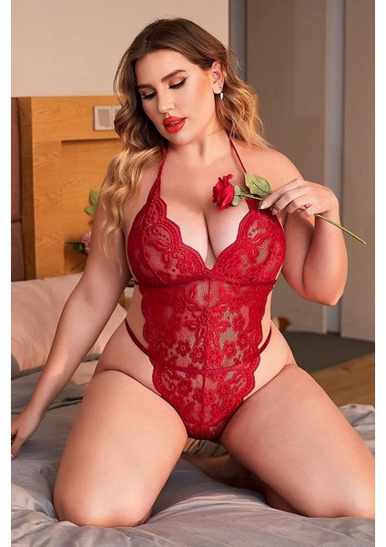 Kırmızı Dantelli Büyük Beden Babydoll Gecelik TM1305 modelleri