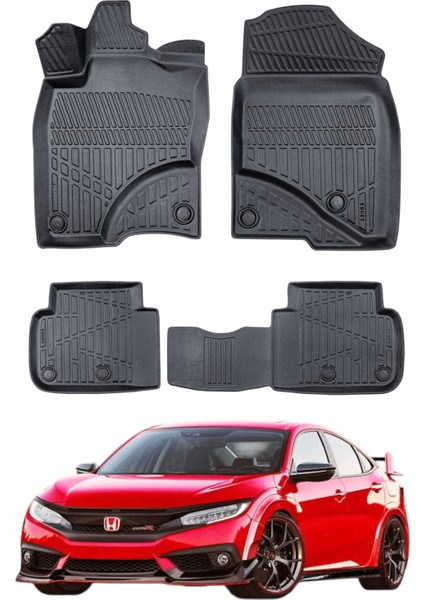 Honda Civic 2017-2020 (Fc5) Uyumlu Araca Özel Lüx 3D Paspas