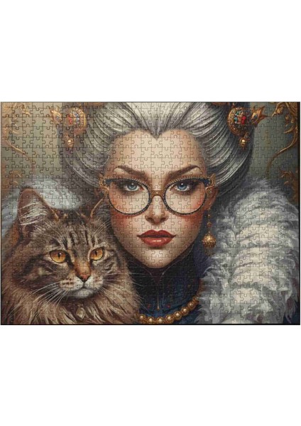 Cool Kraliçe ve Güzel Kedisi 120 Parça Ahşap Puzzle (MDF) Yapboz fırsatları