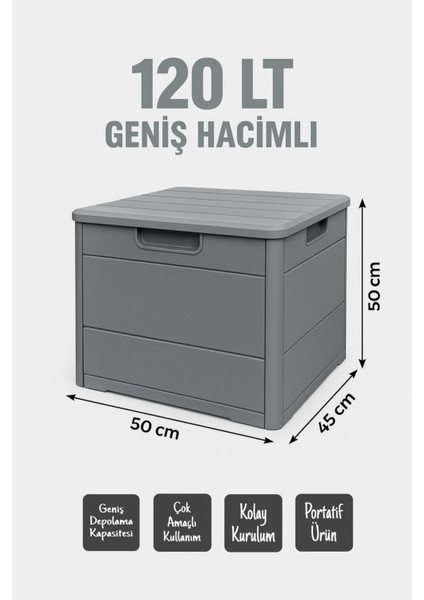 Sandık 120 Lt Organizer Kapaklı Bahçe, Balkon, Kiler Sandığı Çok Amaçlı Demonte fiyatları