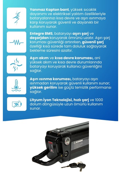 Rks XR75 Uyumlu 48V 13AH Güçlendirilmiş Elektrikli Bisiklet Bataryası modelleri