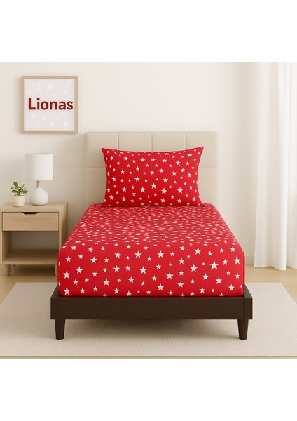 Desenli 100 x 200 cm Tek Kişilik Kırmızı Yıldız Lastikli Çarşaf ve Yastık Kılıfı fiyatları