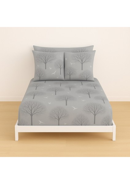 Desenli Çift Kişilik Lastikli Battal 180 x 200 Çarşaf ve 2 Adet Yastık Kılıfı