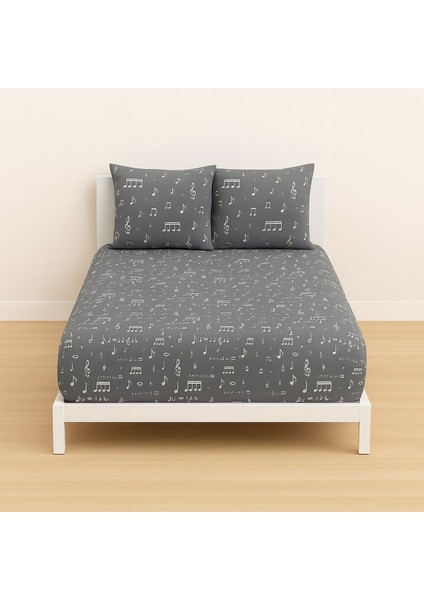 Desenli Çift Kişilik Lastikli Battal 180 x 200 Çarşaf ve 2 Adet Yastık Kılıfı