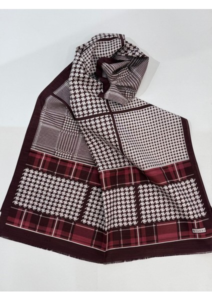 Pamuk Ipek Desenli Şal 41705-BORDO-GÜL Kurusu