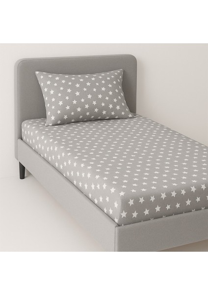 Desenli 100 x 200 cm Tek Kişilikgri Yıldız Lastikli Çarşaf ve Yastık Kılıfı fiyatları