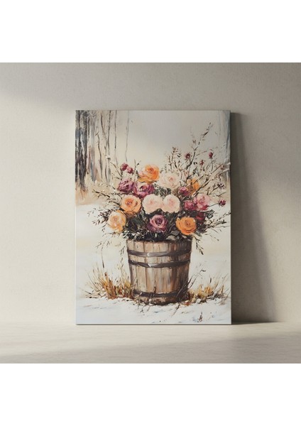 Kış Bahçesi Gül Buketi Yağlıboya Tablosu fiyatları