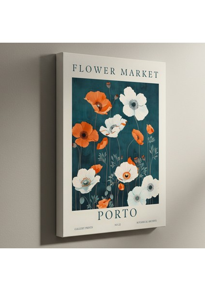 Porto Botanik Bahçesi: Turuncu ve Beyaz Çiçekler Soyut Sanat Tablosu