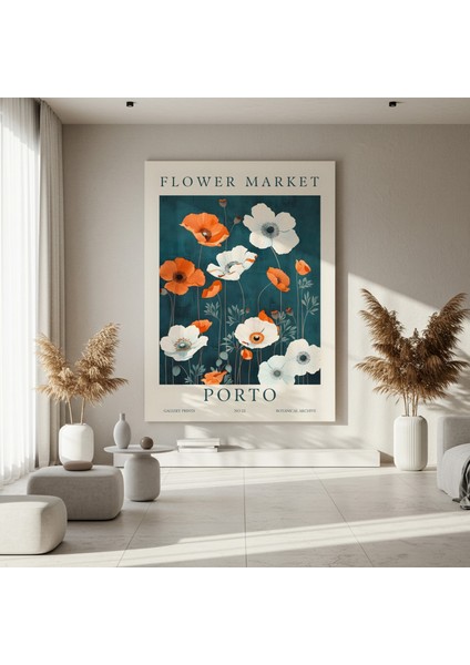 Porto Botanik Bahçesi: Turuncu ve Beyaz Çiçekler Soyut Sanat Tablosu fırsatları