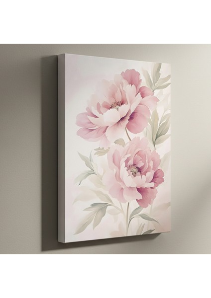 Pastel Pembe Şakayık Çiçekleri Suluboya Tablosu
