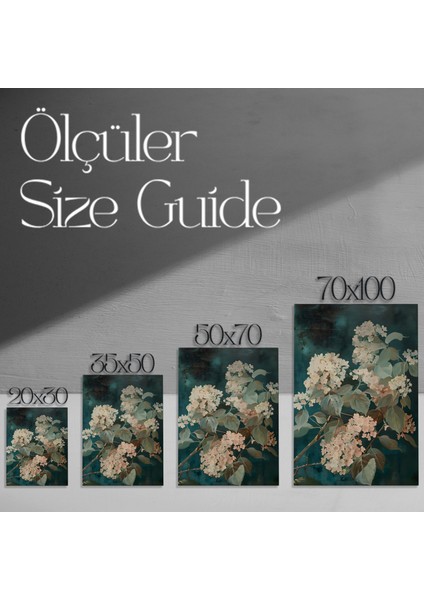 Zümrüt Yeşil Fon Üzerinde Pastel Pembe Ortanca Çiçekleri Tablosu modelleri