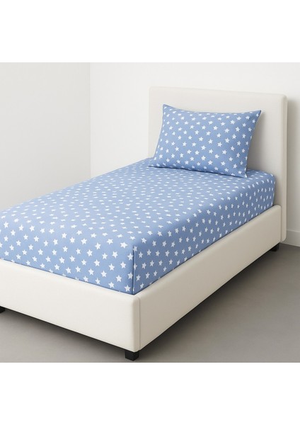 Desenli 120 x 200 cm Ara Ölçü Mavi Yıldız Lastikli Çarşaf ve Yastık Kılıfı fiyatları