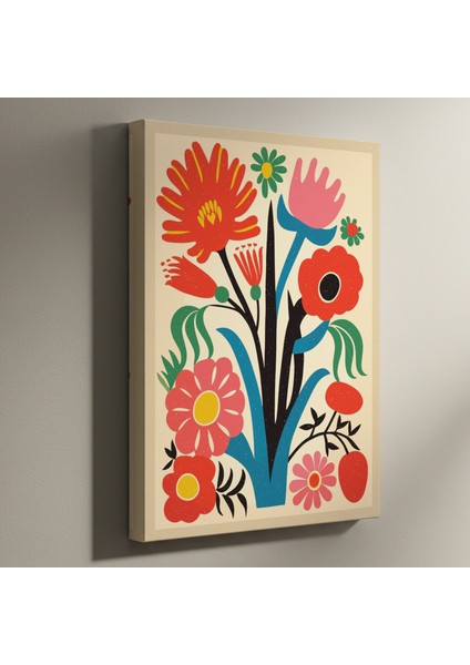 Modern Tarzı Çiçek Buketli Soyut Sanat Tablosu