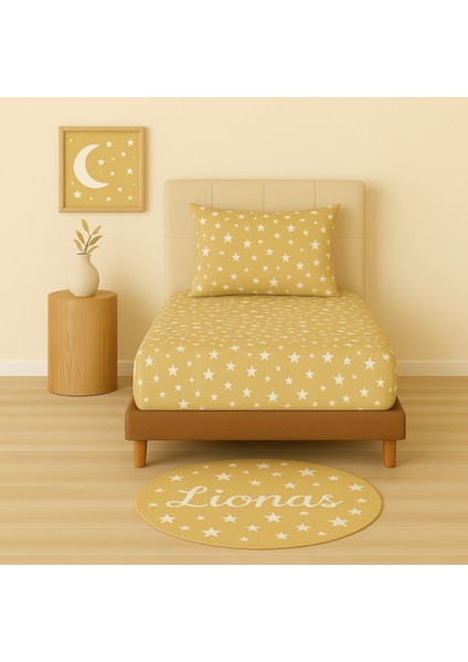 Desenli 120 x 200 cm Ara Ölçü Sütlü Yıldız Lastikli Çarşaf ve Yastık Kılıfı