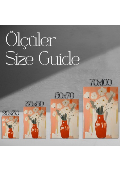 Kırmızı Vazo ve Beyaz Çiçekler Soyut Tablosu modelleri