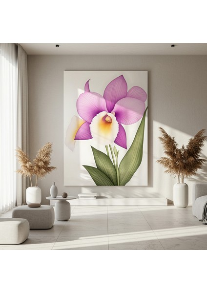 Lavanta ve Beyaz Orkide Botanik Illüstrasyon Tablosu fırsatları