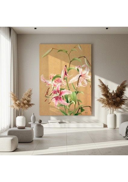 Zarif Zambaklar Botanik Illüstrasyon Tablosu fırsatları