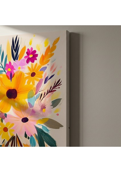 Sıcak Renkler Çiçek Buketi Soyut Tablo indirimleri