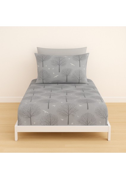 Tek Kişilik Ağaç Desen Lastikli Çarşaf ve Yastık Kılıfı 120 x 200