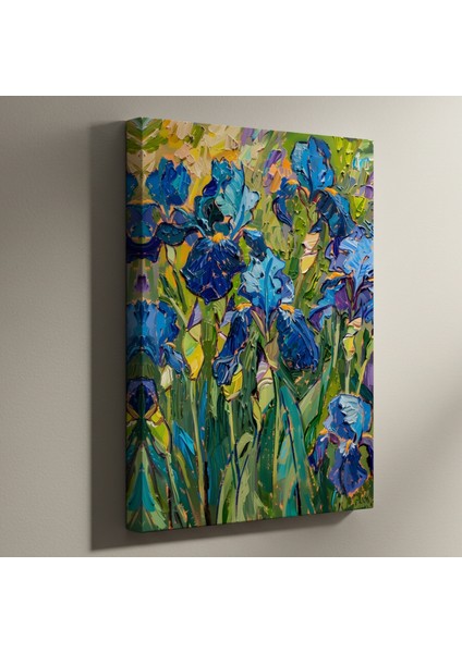 Parmak Boyası Iris Çiçekleri Yağlıboya Tablosu