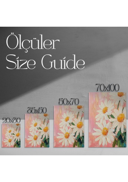 Pembe Arka Plan Üzerinde Yağlıboya Papatya Tablosu modelleri