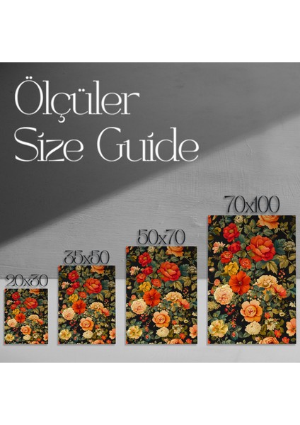 Karanlık Arka Planlı Çiçekli Vintage Tablo modelleri