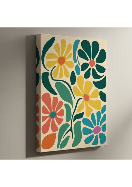 Soyut Çiçek Desenli Modern Sanat Tablosu
