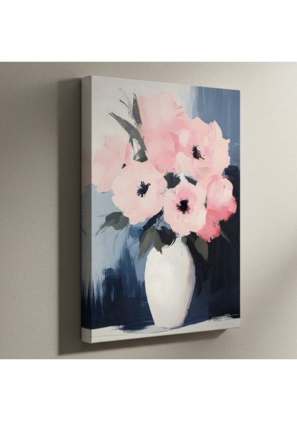 Pembe Çiçekler Soyut Tablo