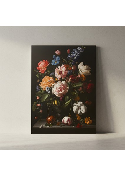 Karanlık Arka Planlı Çiçek Natürmort Tablosu fiyatları