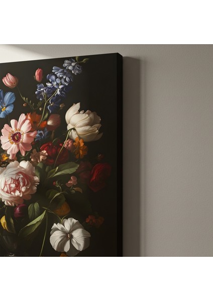 Karanlık Arka Planlı Çiçek Natürmort Tablosu indirimleri