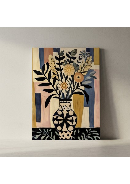 Soyut Çiçek Buketi ve Geometrik Vazolu Tablosu fiyatları
