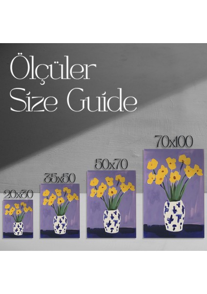 Sarı Çiçekler ve Mavi Beyaz Vazoda Soyut Tablo modelleri