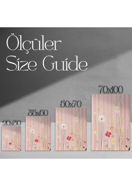 Çizgili Arka Planlı Çiçek Desenli Tablo modelleri