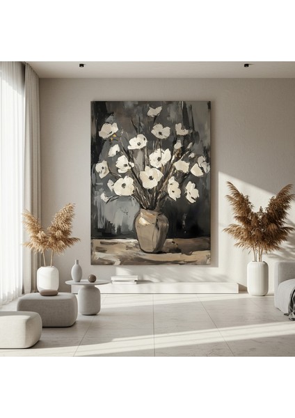 Modern Tarzda Beyaz Çiçekler Akrilik Tablo fırsatları