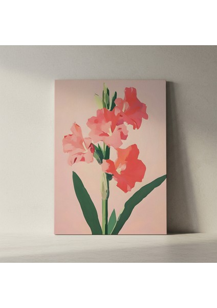 Modern Tarzda, Pembe ve Yeşil Tonlarında Gladiolus Çiçekleri Tablosu fiyatları